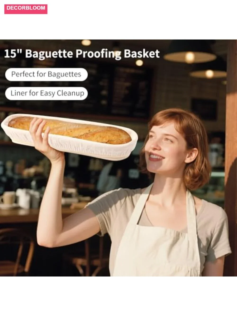 Banneton Bread Proofing Basket 15 inch Baguette Sourdough with Liners
